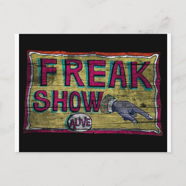 Freak Show Vintage Banner Postcard (Front)