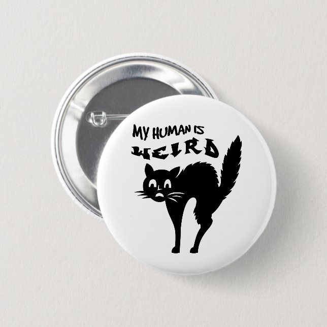 Freaked-out cat 6 cm round badge (Front & Back)