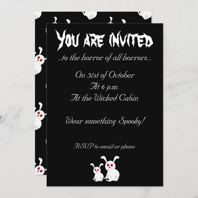 Freaked White bunnies with red eyes Invitation (Front/Back)