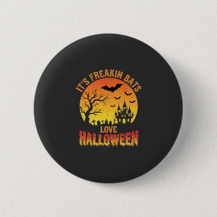 Freakin Bats Love Halloween Haunted Castle Design_ 6 Cm Round Badge