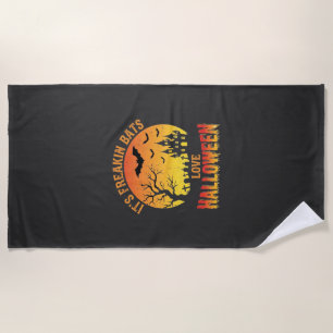 Freakin Bats Love Halloween Haunted Castle Design_ Beach Towel
