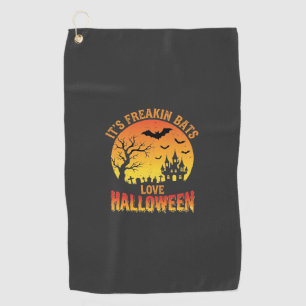 Freakin Bats Love Halloween Haunted Castle Design_ Golf Towel