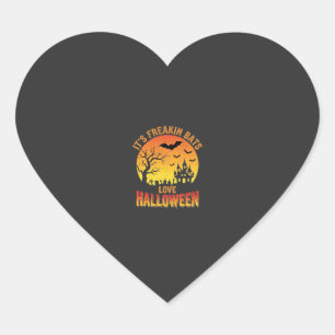 Freakin Bats Love Halloween Haunted Castle Design_ Heart Sticker