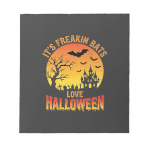 Freakin Bats Love Halloween Haunted Castle Design_ Notepad