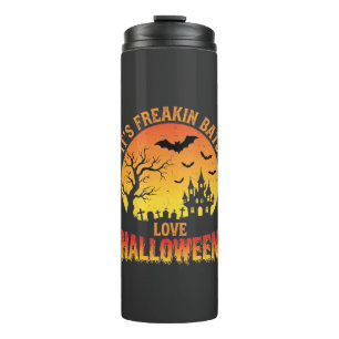 Freakin Bats Love Halloween Haunted Castle Design_ Thermal Tumbler