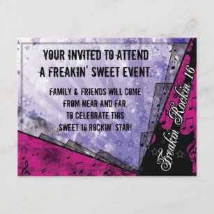 Freakin Rockin 16th Birthday Invitation