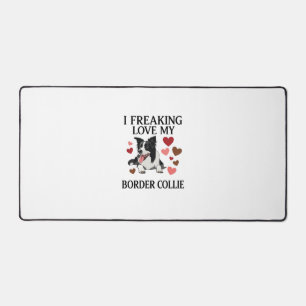 Freaking Love Border Collie Dog Hearts_1 Desk Mat