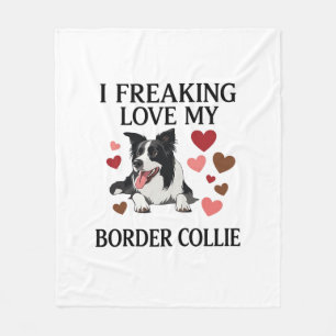 Freaking Love Border Collie Dog Hearts_1 Fleece Blanket
