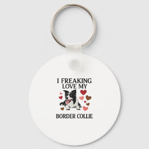 Freaking Love Border Collie Dog Hearts_1 Key Ring