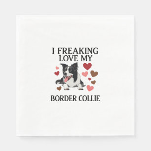 Freaking Love Border Collie Dog Hearts_1 Napkin