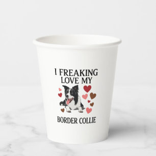 Freaking Love Border Collie Dog Hearts_1 Paper Cups