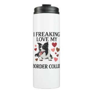 Freaking Love Border Collie Dog Hearts_1 Thermal Tumbler