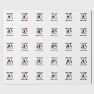 Freaking Love Border Collie Dog Hearts_1 Wrapping Paper