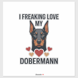 Freaking Love Dobermann Dog Red Hearts_1