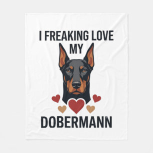 Freaking Love Dobermann Dog Red Hearts_1 Fleece Blanket