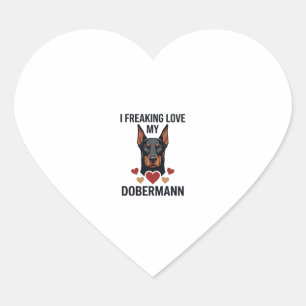 Freaking Love Dobermann Dog Red Hearts_1 Heart Sticker