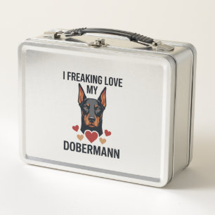 Freaking Love Dobermann Dog Red Hearts_1 Metal Lunch Box