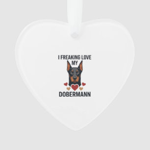 Freaking Love Dobermann Dog Red Hearts_1 Ornament