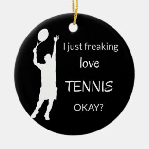 Freaking love tennis Funny tennis player coach Ceramic Tree Decoration
