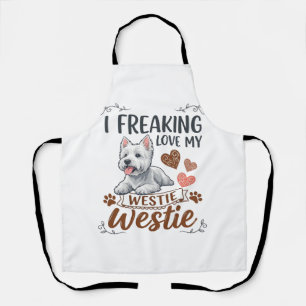 Freaking Love Westie Dog Hearts Paws_1 Apron