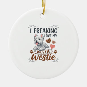 Freaking Love Westie Dog Hearts Paws_1 Ceramic Tree Decoration