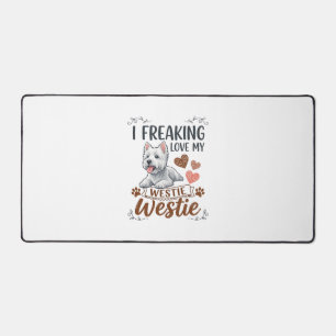 Freaking Love Westie Dog Hearts Paws_1 Desk Mat