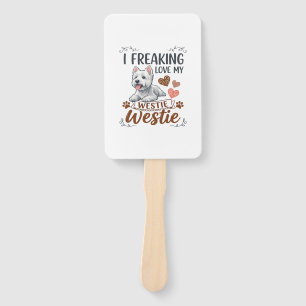 Freaking Love Westie Dog Hearts Paws_1 Hand Fan
