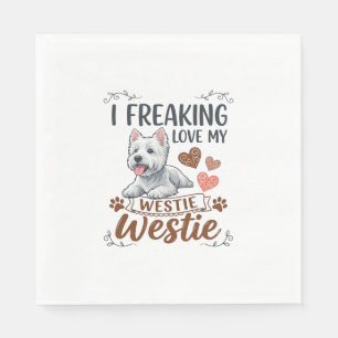 Freaking Love Westie Dog Hearts Paws_1 Napkin