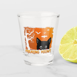 Freaking Meowt – Cute Spooky Black Cat Halloween Shot Glass