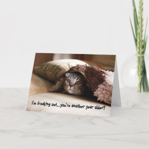 Freaking Out Kitten Cat Birthday Card