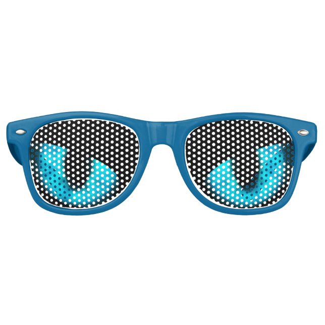 Freaky Blue Cat Eyes Retro Sunglasses (Front)