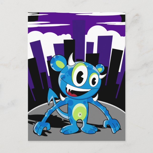 Freaky Blue Monster Postcard (Front)