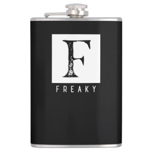 Freaky Bold Typography Black and White Design Hip Flask