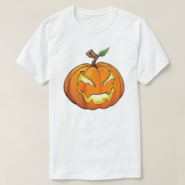 Freaky Cartoon Jack-O-Lantern T-Shirt (Design Front)