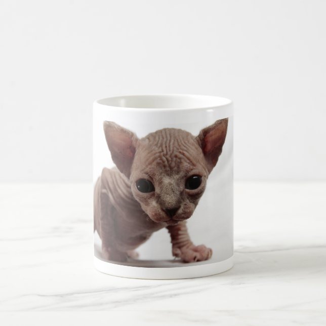 Freaky Cute Furless Sphynx Kitten Coffee Mug (Center)