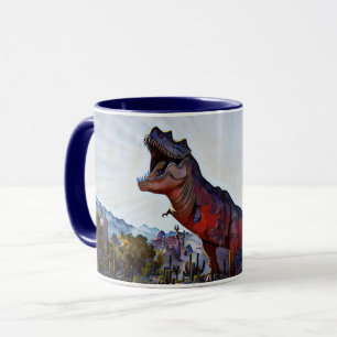 Freaky Dinosaur in the Desert Art Mug Cup