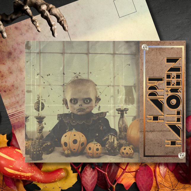 Freaky Doll Eerie Halloween Holiday Postcard (Creator Uploaded)