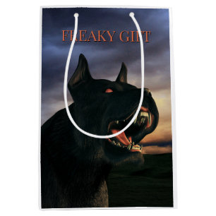Freaky Gift. Big, black dog Medium Gift Bag