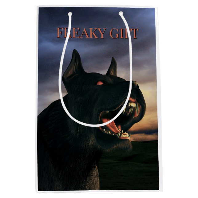 Freaky Gift. Big, black dog Medium Gift Bag (Front)