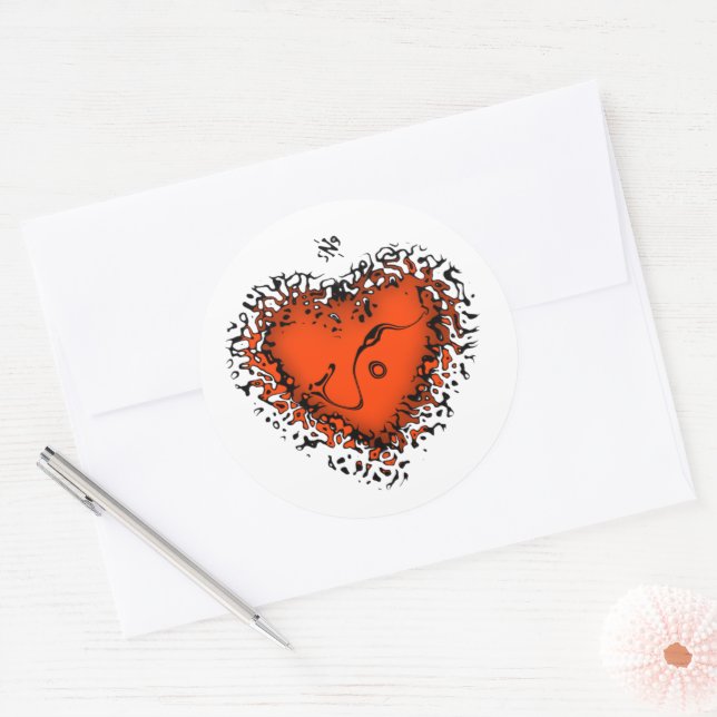 Freaky heart v3 classic round sticker (Envelope)