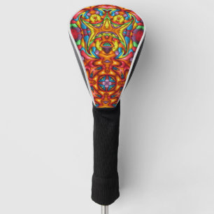 Freaky Tiki Red Vintage Fractal Kaleidoscope Golf Head Cover
