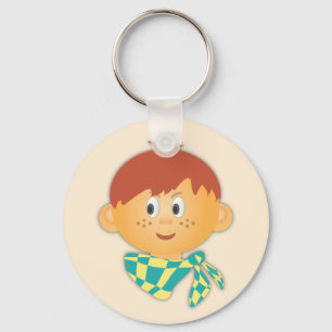 Freckled Boy with a Scarf Key Ring