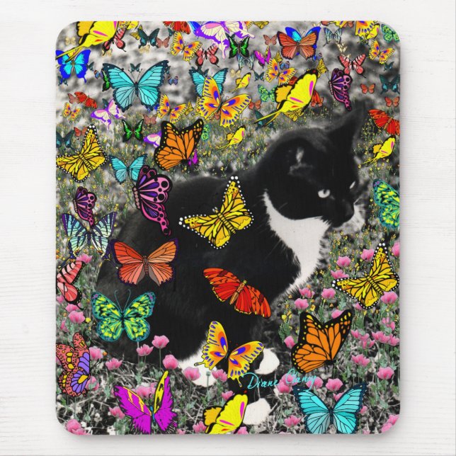 Freckles in Butterflies - Tux Kitty Cat Mouse Mat (Front)