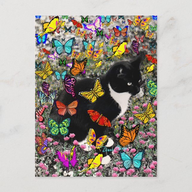 Freckles in Butterflies - Tux Kitty Cat Postcard (Front)