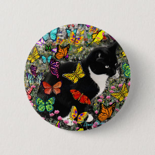 Freckles in Butterflies - Tuxedo Kitty 6 Cm Round Badge