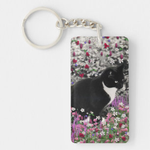 Freckles in Flowers II - Tux Kitty Cat Key Ring