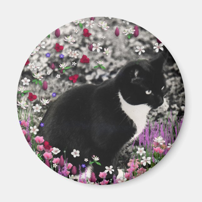 Freckles in Flowers II - Tux Kitty Cat Magnet (Front)