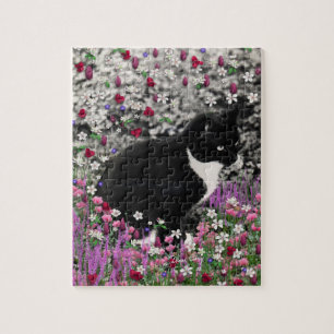 Freckles in Flowers II - Tuxedo Kitty Cat Jigsaw Puzzle