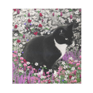 Freckles in Flowers II - Tuxedo Kitty Cat Notepad