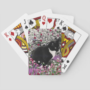 Freckles in Flowers II - Tuxedo Kitty Cat Playing Cards